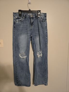 Light Blue Distressed Wide Leg Skater Jeans Size 11